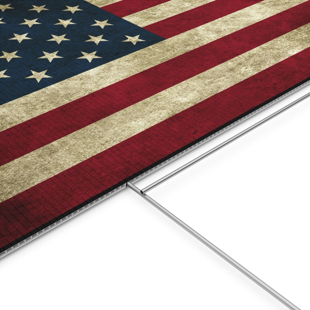 Vintage Flag Plastic Yard Sign