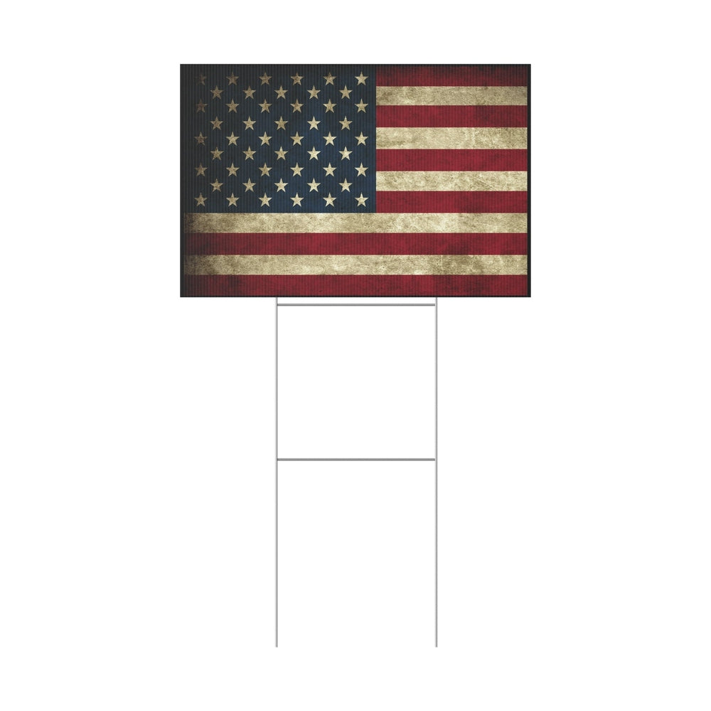 Vintage Flag Plastic Yard Sign