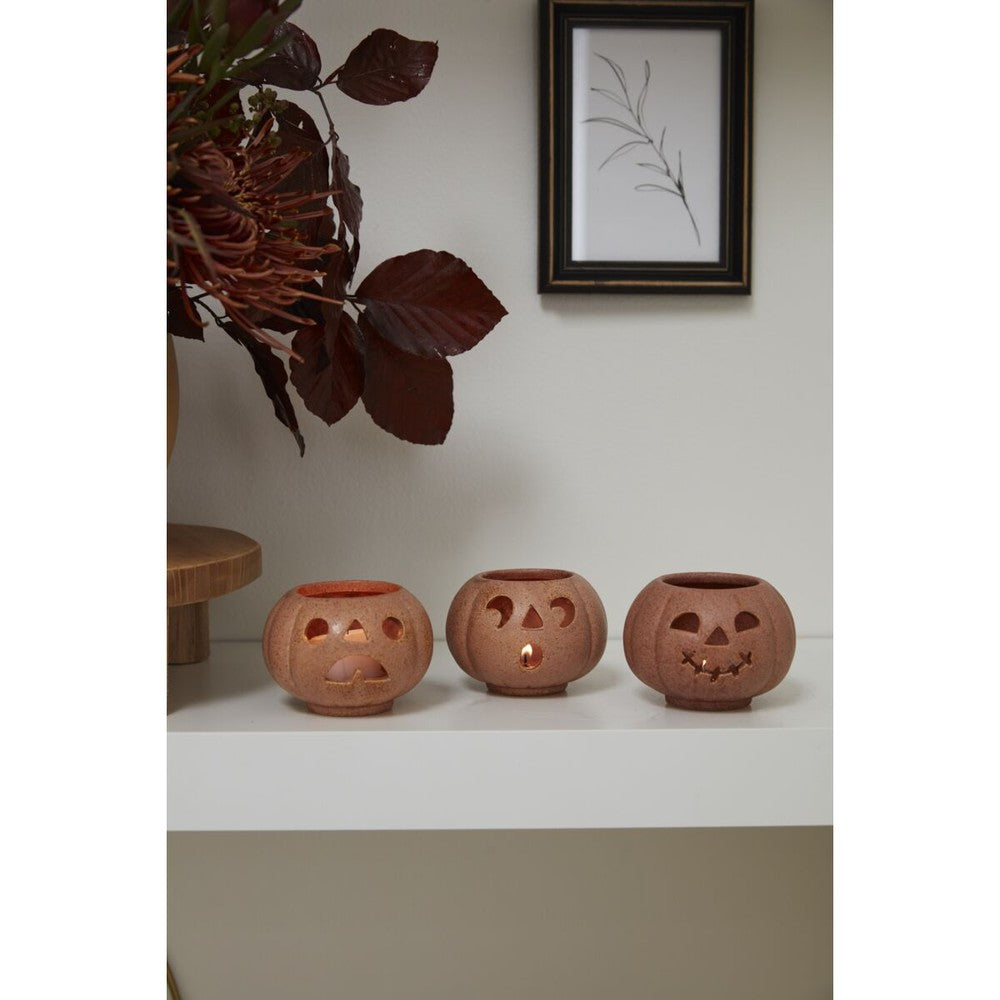 Grinning Pumpkin Votive Candle Holder Set of 6