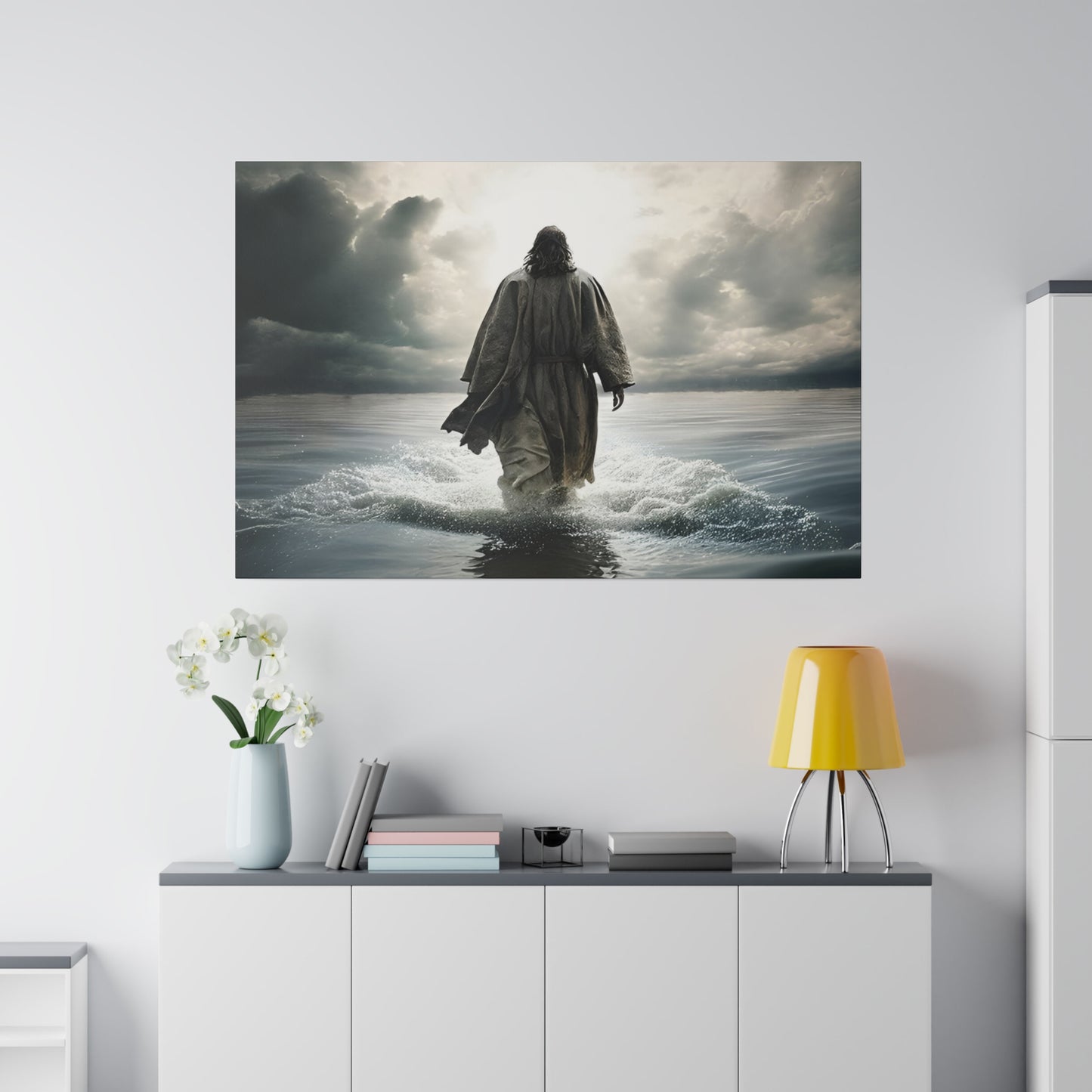 Jesus Walking Water Canvas Print
