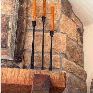 Tall Cast Iron Taper Candle Holders - Set of 3