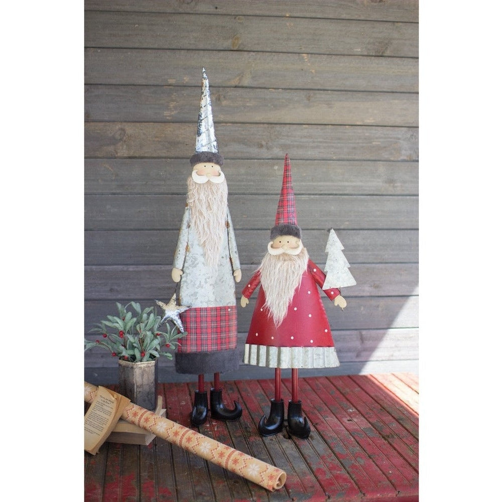 Set of 2 Metal Santas with Beards