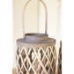 Set of 4 Grey Willow Cylinder Lanterns with Glass Inserts