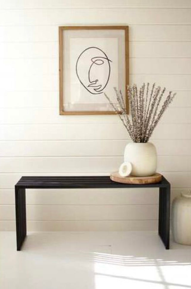 Slatted Black Metal Bench Console