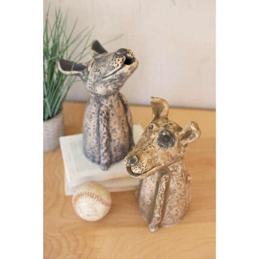 Set of 2 Clay Singing Dogs