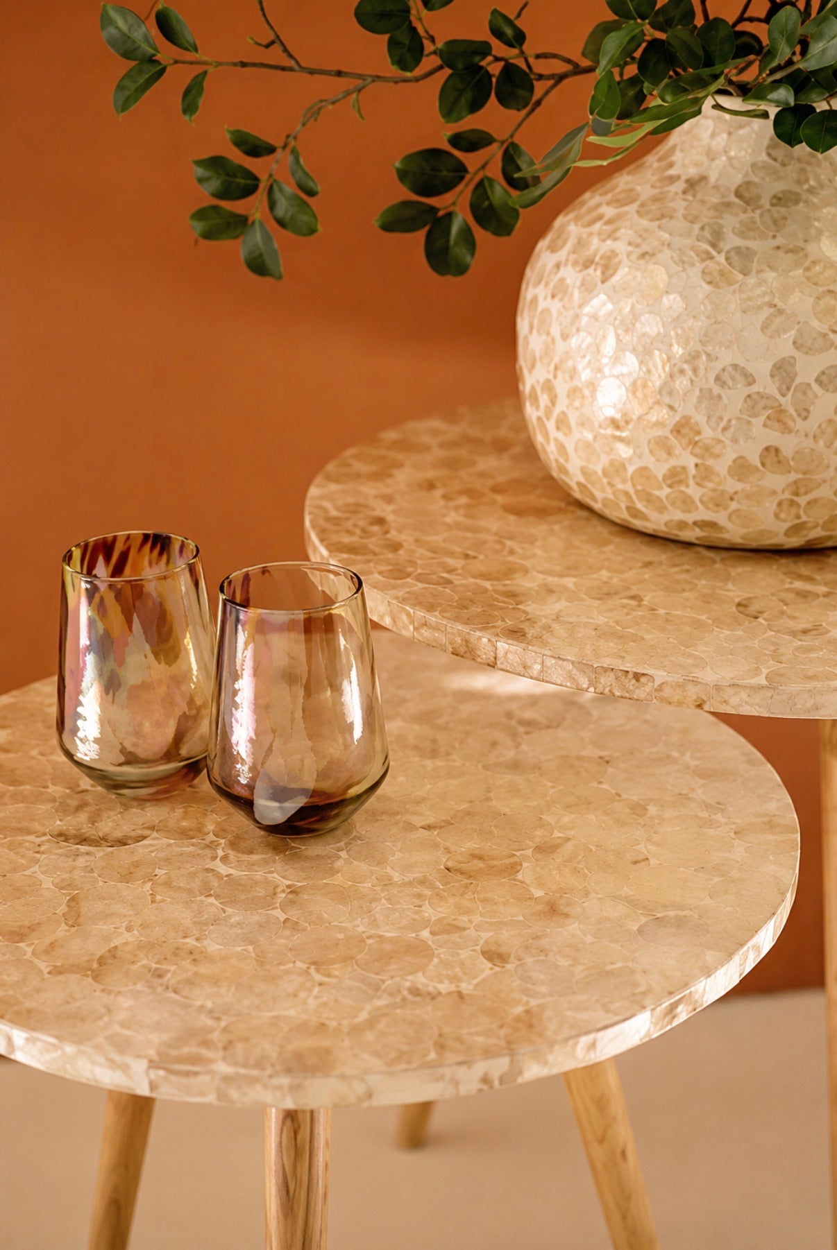 ✨ Set of 2 Capiz Shell Accent Tables ✨