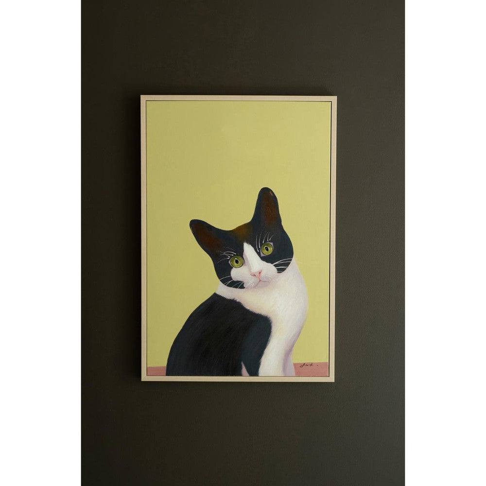 Framed Black and White Cat