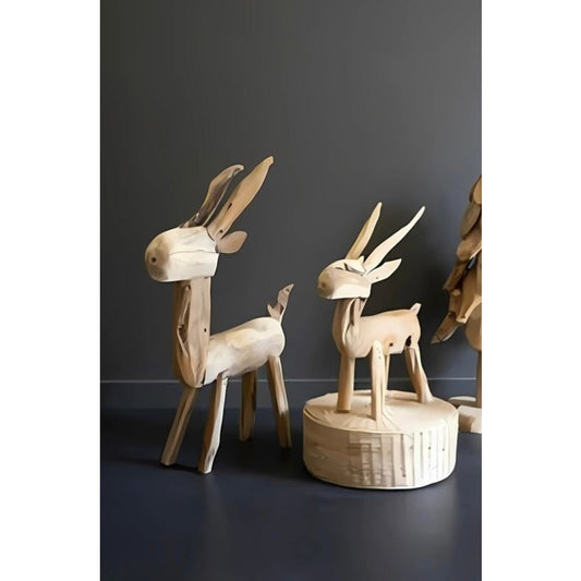 Set of 2 Rustic Teak Reindeer