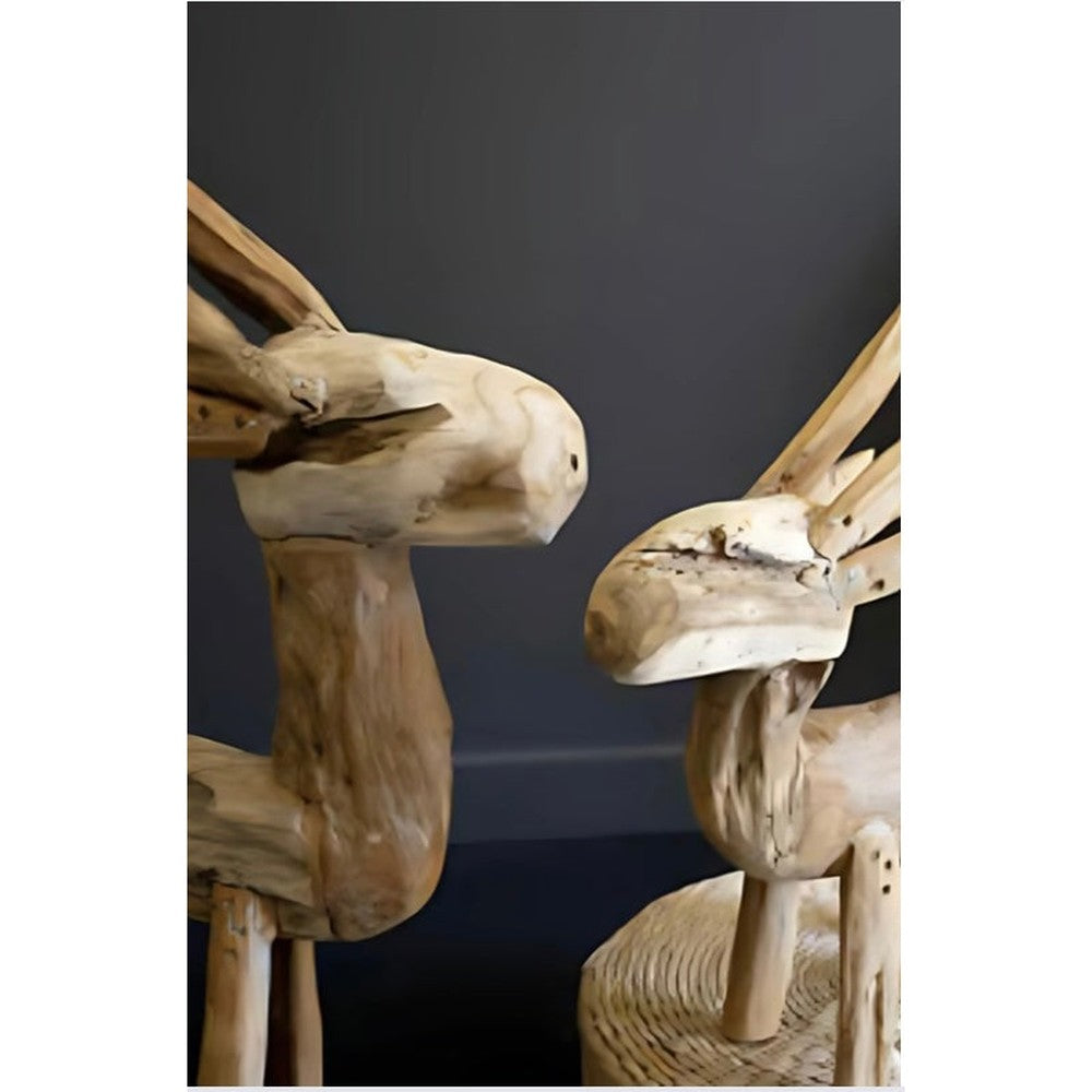 Set of 2 Rustic Teak Reindeer