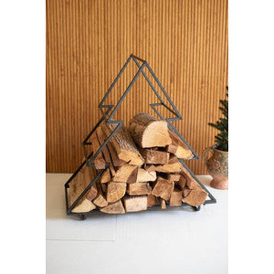 Iron Christmas Tree Firewood Holder