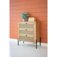 Wooden Bedside Table with Three Woven Cane Drawers