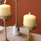 Set of 3 Brass Pillar Candle Holders with Marble Bases