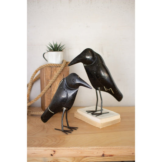 Set of 2 Antique Black Iron Crows