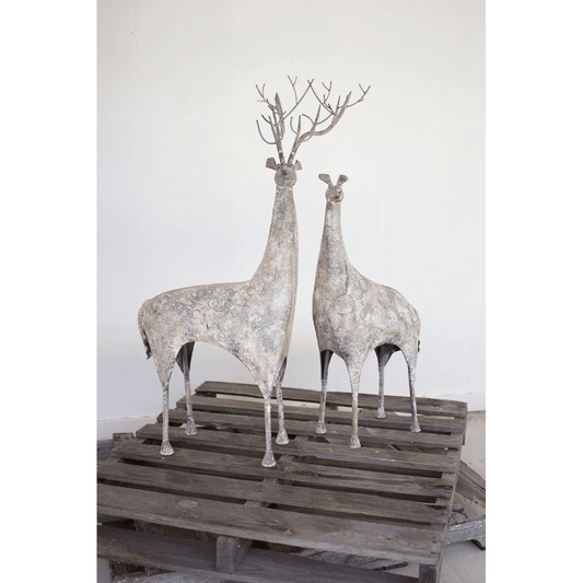 Set of 2 Rustic Metal Deer