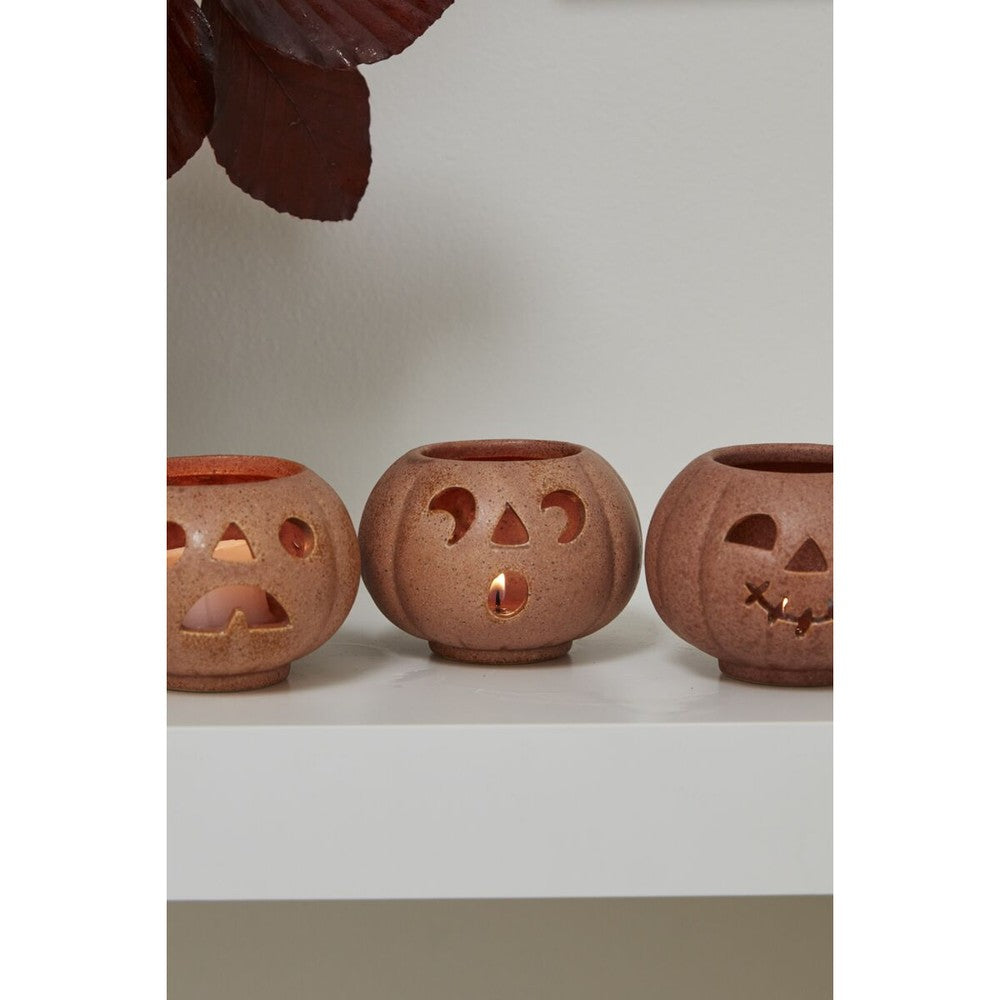 Grinning Pumpkin Votive Candle Holder Set of 6