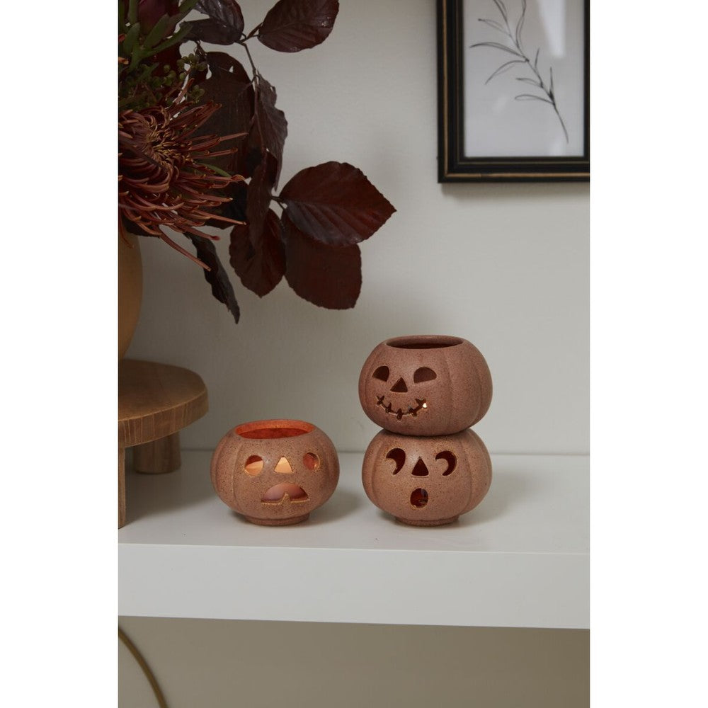 Grinning Pumpkin Votive Candle Holder Set of 6