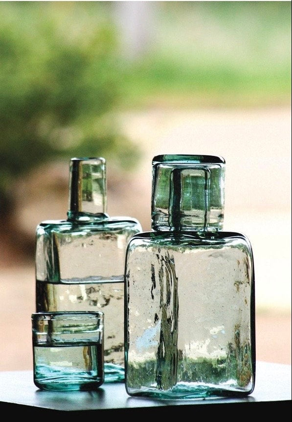 Unique Recycled Carafe and Drinking Glass - Gift - Wedding - Engagement