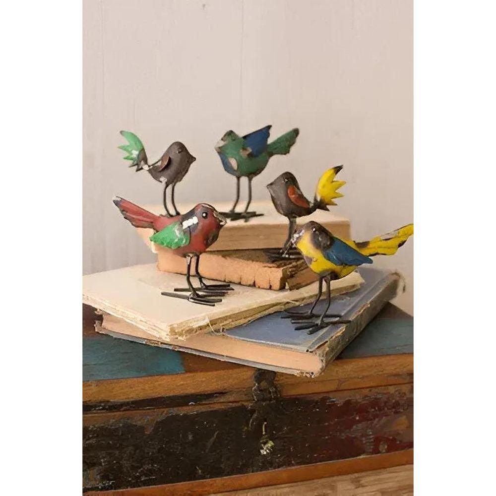 Set of 5 Recycled Metal Birds