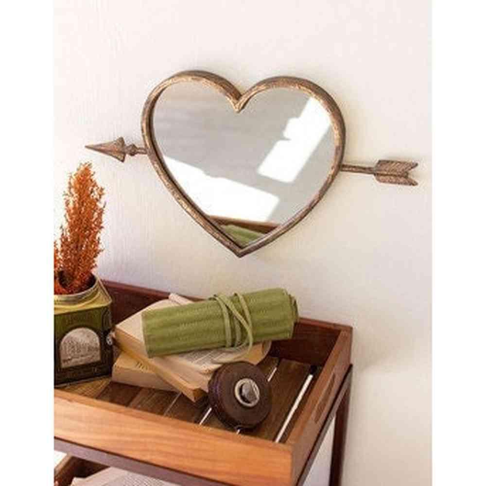 Antique Brass Heart Wall Mirror