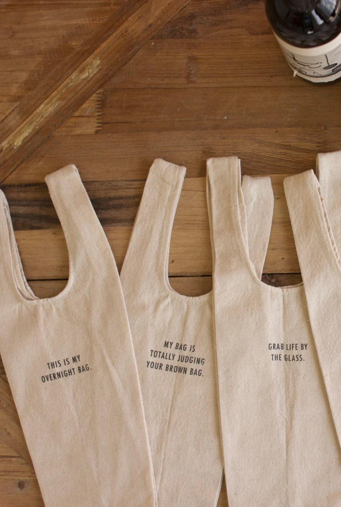 Set of 6 wine bags with quirky sayings