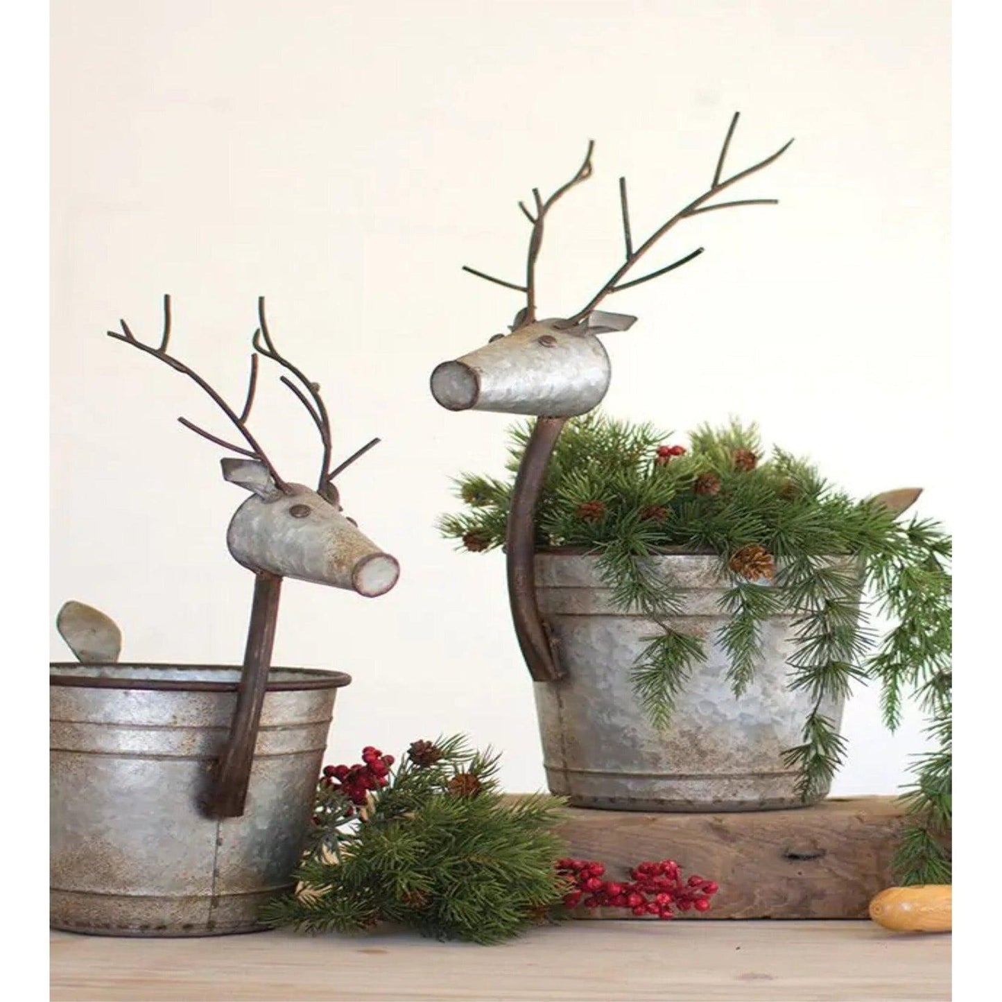 Unique Metal Deer Planters Set of 2