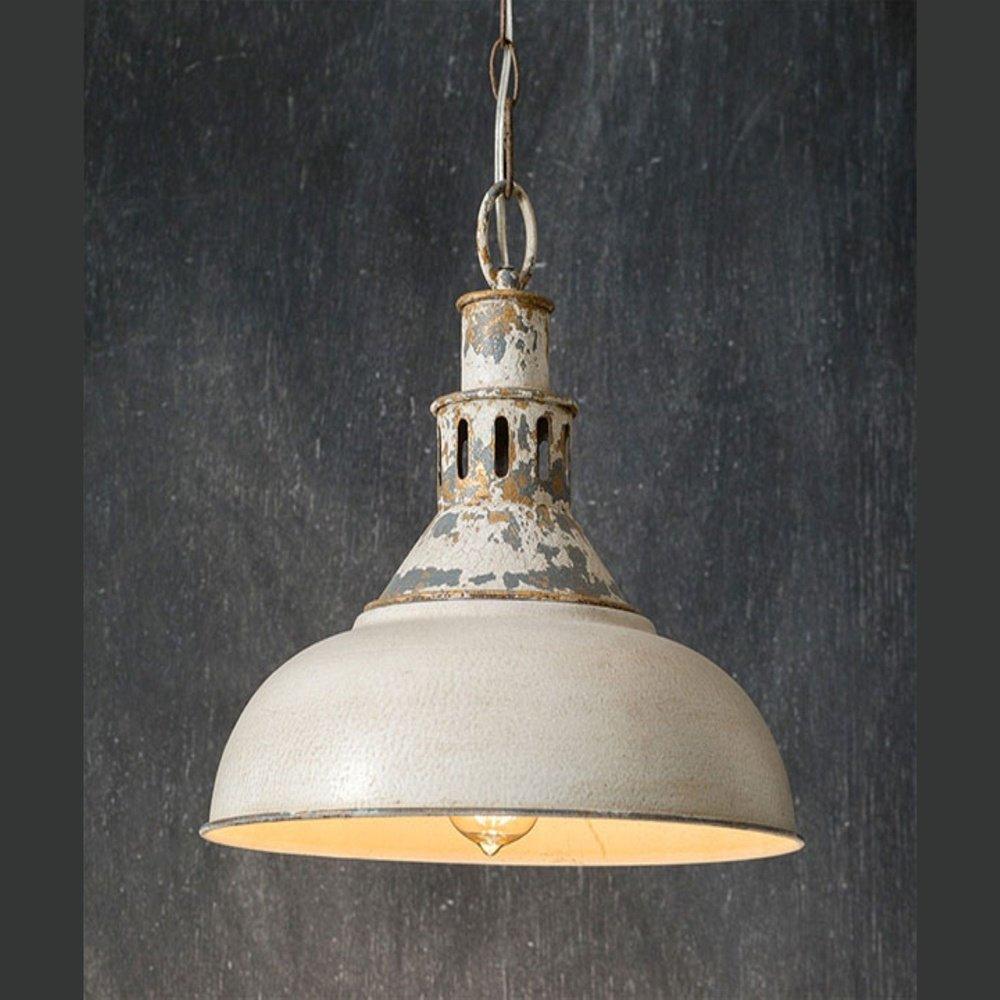 Distressed White Barn Pendant Light