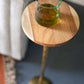 Antique Brass Cocktail Table with Acacia Wood Top