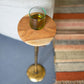 Antique Brass Cocktail Table with Acacia Wood Top