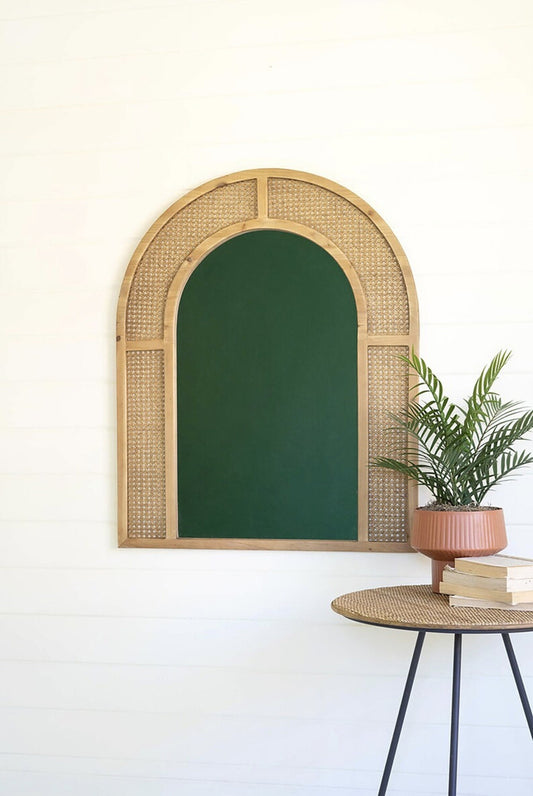 Woven Arched Rattan Framed Wall Mirror- Small
