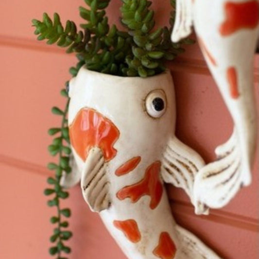 Ceramic Koi Fish Wall Planter