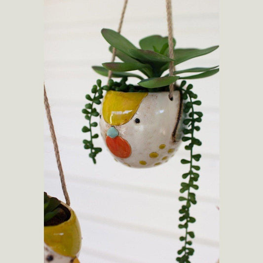 Set of Three Ceramic Hanging Bird Planters