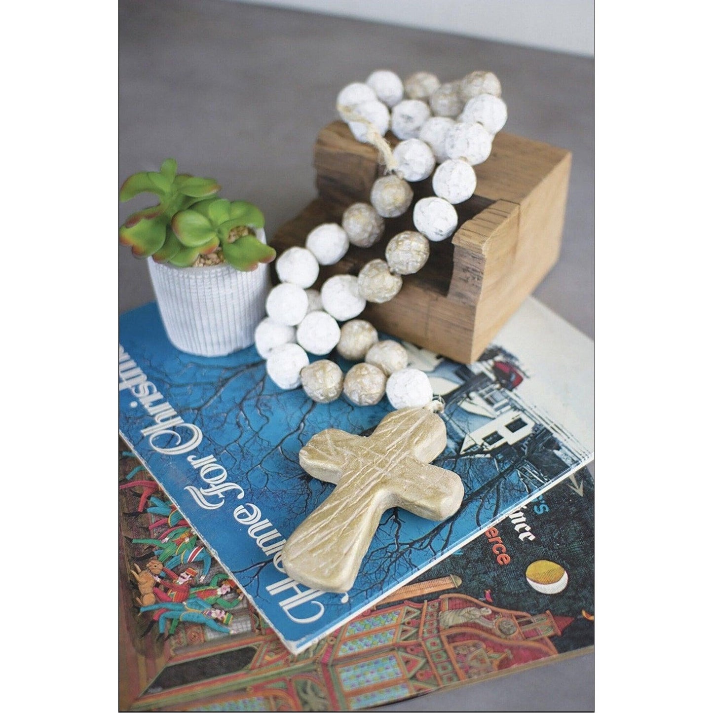 Handcrafted Clay Blessing Beads with Cross