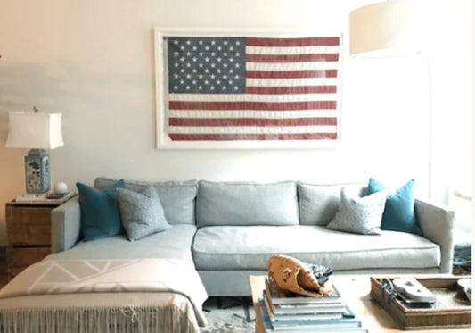 Handmade Large Framed American Flag Under Glass
