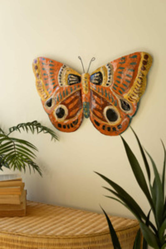 Hand Painted Metal Butterfly Wall Art