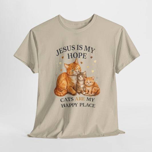 Jesus Is My Hope Cats Are My Happy Place T-Shirt
