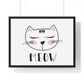 Meow Cat Wall Art Poster  Cute Nursery Horizontal Framed Print