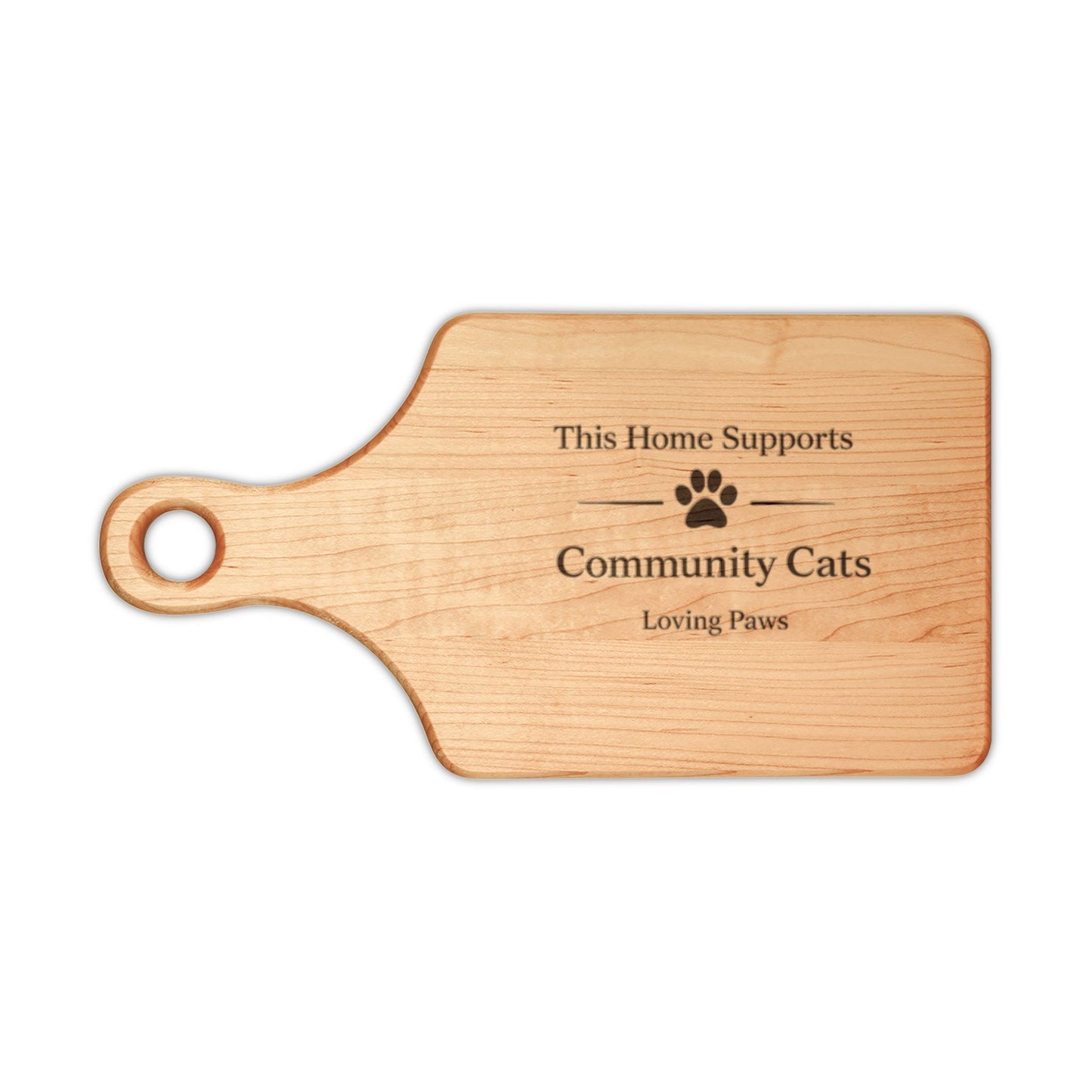 Engraved Cat Rescue Wooden Cutting Board  “This Home Supports Community Cats”