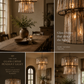 Two-Tiered Round Pendant Light with Glass Chimes