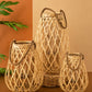Set of 3 Natural Willow Lanterns with Glass Insert