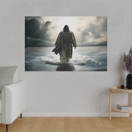 Jesus Walking Water Canvas Print