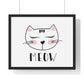 Meow Cat Wall Art Poster  Cute Nursery Horizontal Framed Print