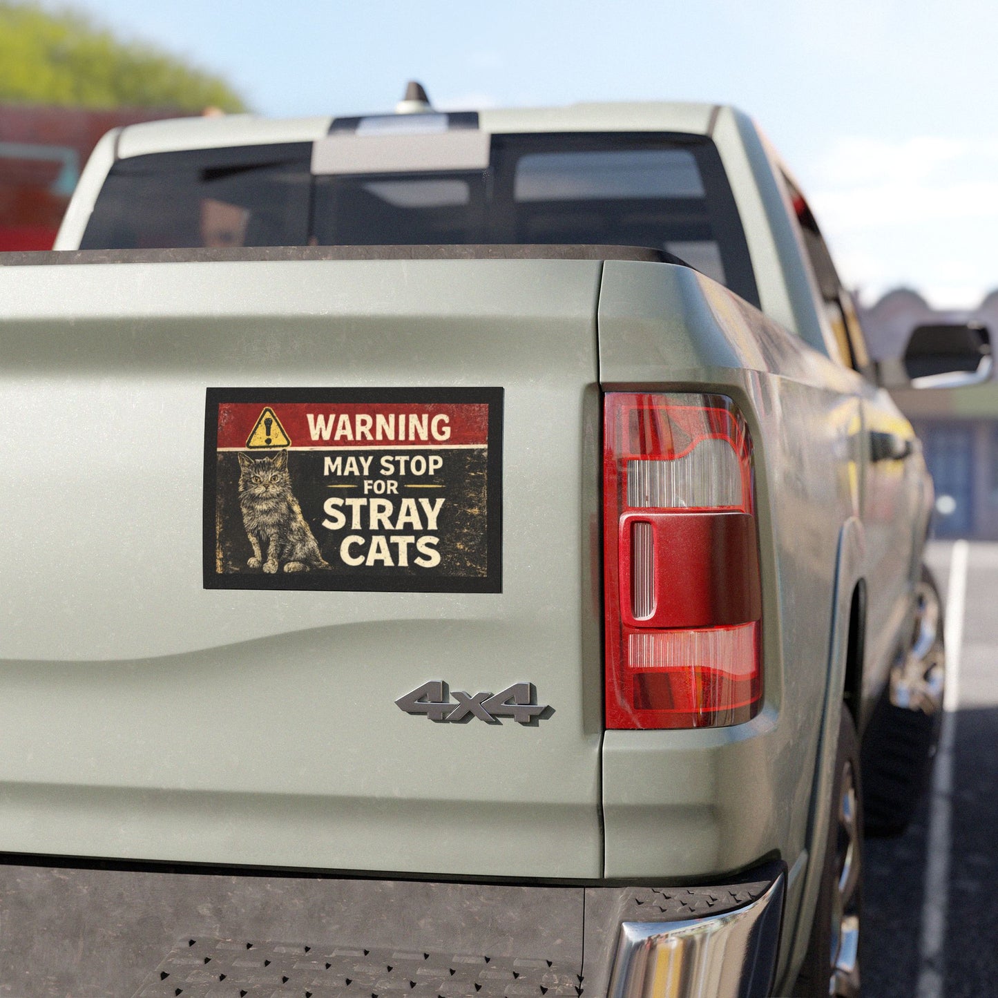 Warning May Stop for Stray Cats Car Magnet | Cat Rescue Retro Sign