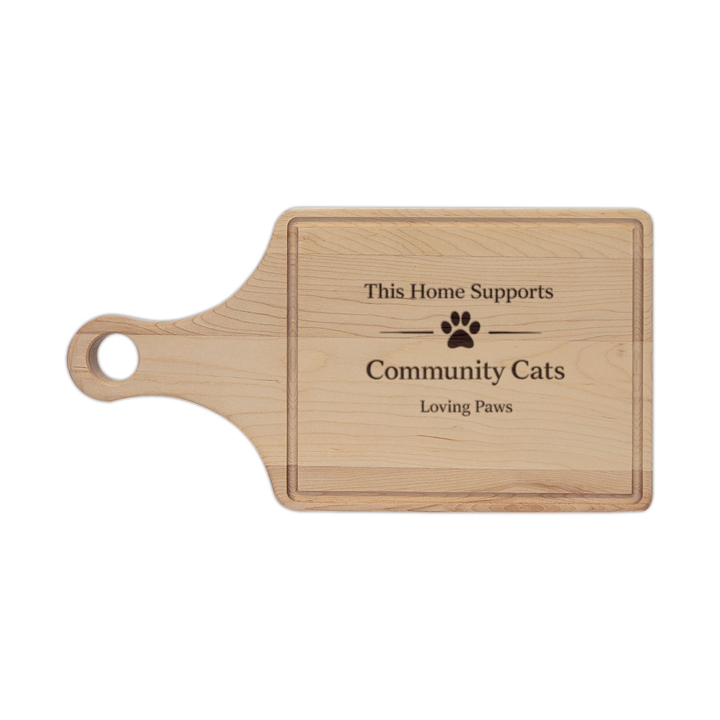 Engraved Cat Rescue Wooden Cutting Board  “This Home Supports Community Cats”