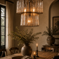Two-Tiered Round Pendant Light with Glass Chimes