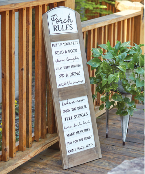 Porch Rules Hanging Sign