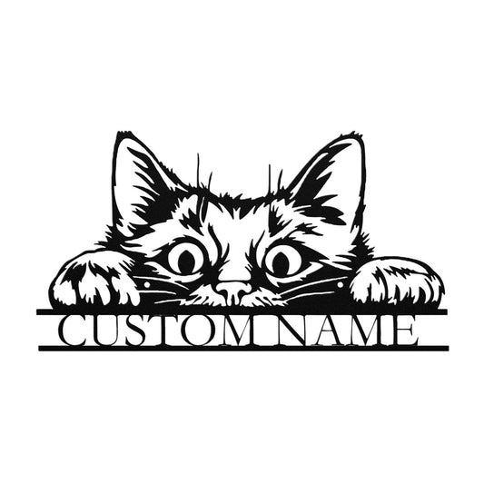 Cat Metal Wall Art, Personalized Cat Signs