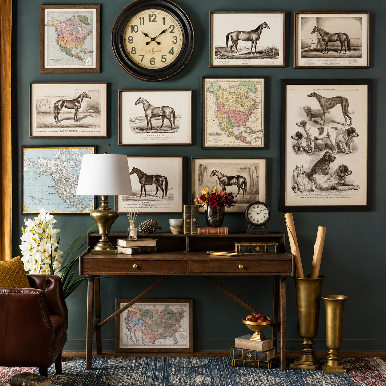 Vintage Canine Species Sepia Prints: 2 Varied Styles