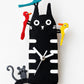 Hand-Painted Black Cat Wall Clock with Moving Pendulum