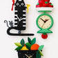 Hand-Painted Black Cat Wall Clock with Moving Pendulum