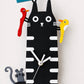 Hand-Painted Black Cat Wall Clock with Moving Pendulum